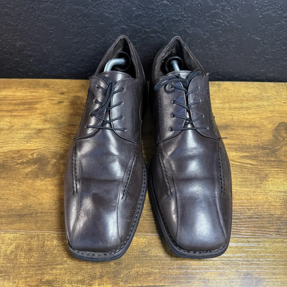 Studio Belvedere King Brown Leather Square Toe Oxford Dress Shoes Mens 12D